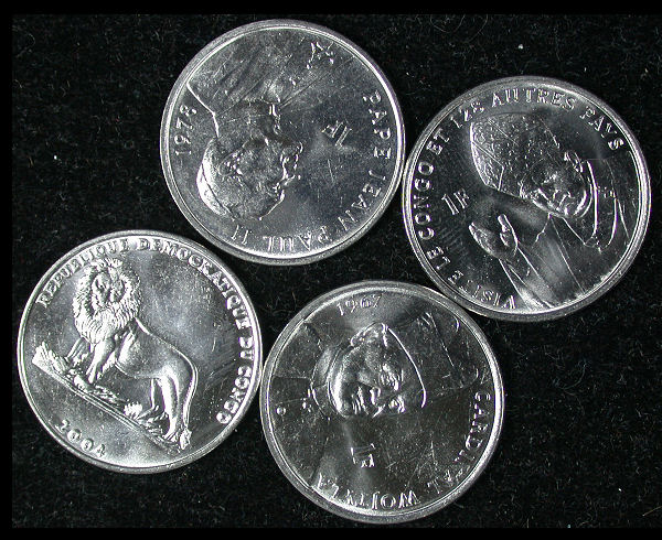 Congo Democratic Republic Set of 4 Papal Coins